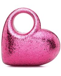 Aquazzura - Heart Glitter-embellished Clutch Bag - Lyst