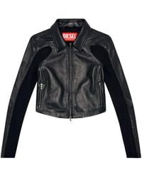 DIESEL - Lederjacke Mit Kontrasteinsätzen - Lyst