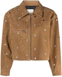 Sandro - Cropped Studded Suede Jacket - Lyst