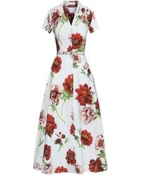 Oscar de la Renta - Vestido midi con estampado floral - Lyst