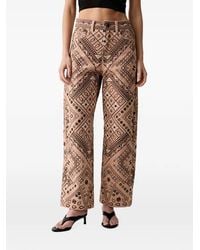 FARM Rio - Geometric-Embroidered Straight-Leg Trousers - Lyst