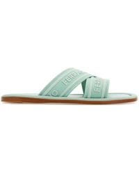 Ferragamo - Logo-Print Round-Toe Slides - Lyst