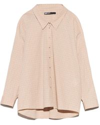 Bimba Y Lola - Sand Checked Low-Cut Shirt - Lyst
