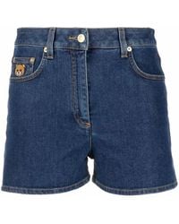 Moschino - Logo-Patch Mini Denim Shorts - Lyst