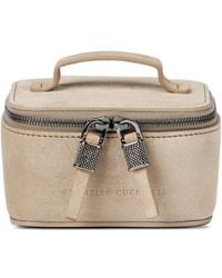 Brunello Cucinelli - Suede Small Jewelry Box With Shiny Zipper Pull - Lyst