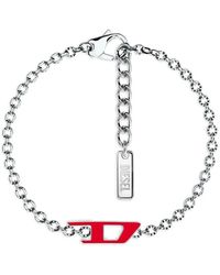 DIESEL - Enamel D Logo Chain Bracelets - Lyst