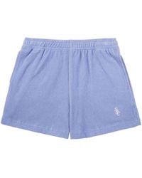 Sporty & Rich - Logo-embroidered Terry-cloth Shorts - Lyst