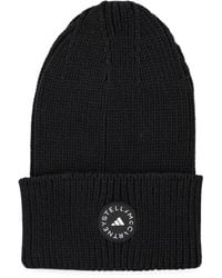 adidas By Stella McCartney - X Stella Mccartney Logo-Patch Ribbed-Knit Beanie Hat - Lyst