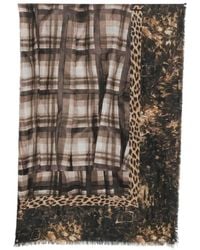 Pierre Louis Mascia - Check-Print Leopard-Pattern Scarf - Lyst