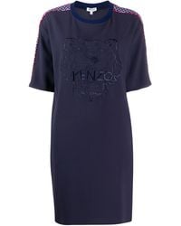 KENZO - Logo-Embroidered Shift Dress - Lyst