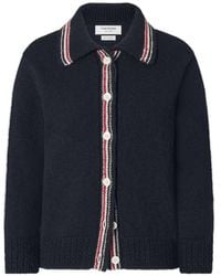 Thom Browne - Donegal Rwb Stripe Hector Pointelle Cardigan - Lyst