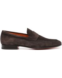 Santoni - Penny-slot Suede Loafers - Lyst
