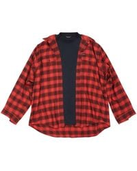 Balenciaga Check-print cotton shirt - Rosso