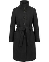 Pinko - Abrigo De Mezcla De Lana Con Cuello Alto Y Cinturón - Lyst