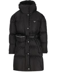 Prada - Re-Nylon Belted Padded Coat - Lyst
