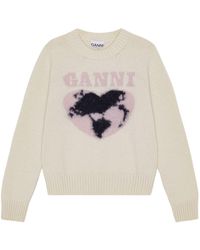 Ganni - Pullover mit Herz-Intarsie - Lyst