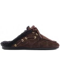 Toral Shoes - Blanche Croc-Effect Shearling-Lined Mules - Lyst