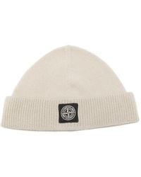 Stone Island - Gerippte Beanie Mit Logo-Patch - Lyst