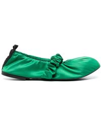 Ganni - Scrunchie Satin Ballerina Shoes - Lyst