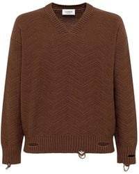 Laneus - Distressed V-Neck Jumper - Lyst