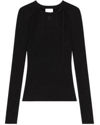 Courreges - T-Shirt Met Uitgesneden Detail En Lange Mouwen - Lyst