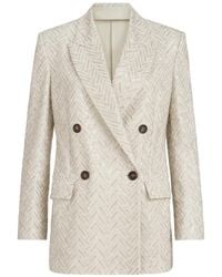 Brunello Cucinelli - Dazzling Maxi Chevron Embroidery Blazer - Lyst