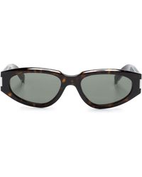 Saint Laurent - Tortoiseshell-effect Oval-frame Sunglasses - Lyst