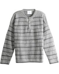 The Elder Statesman - Striped Button-Neck Sweater - Lyst