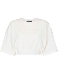 Dolce & Gabbana - T-shirt en coton mélangé à taille élastiquée - Lyst