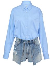 Alexander Wang - Frayed Button-Down Romper - Lyst