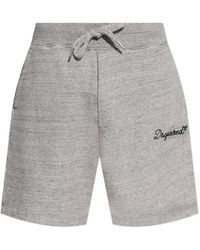 DSquared² - Heathered Cotton Embroidered Logo Shorts - Lyst