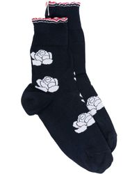 Thom Browne - Floral-intarsia Ankle Socks - Lyst
