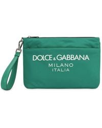 Dolce & Gabbana - Pouch Bag aus Nylon mit gummiertem Logo - Lyst