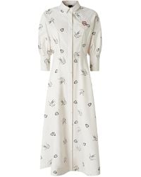 Pinko - Bird-Print Puff-Sleeve Dress - Lyst