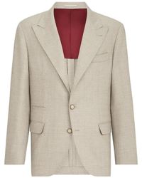 Brunello Cucinelli - Mouliné Virgin Wool Twill Deconstructed Blazer With Large Peak Lapels - Lyst