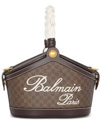 Balmain - Mini Monogram Canvas Bucket Bag - Lyst