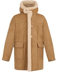 Fursac - Veste En Peau Lainée À Capuche - Lyst