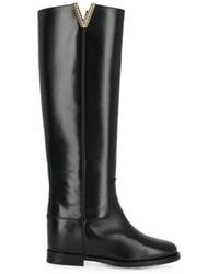 Via Roma 15 - V-Stud Leather Boots - Lyst