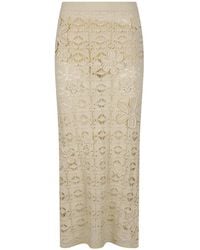 Pinko - Floral-Appliqué Crochet-Knit Midi Skirt - Lyst