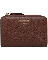 Emporio Armani - Textured Leather Billfold Wallet With Zip-Around Closure - Lyst