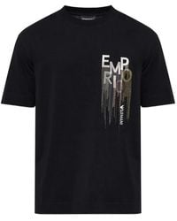 Emporio Armani - Heavy-Jersey T-Shirt With Embroidered Logo - Lyst