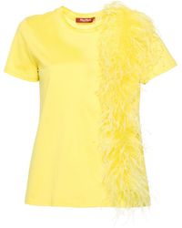 Max Mara - Feather-detailing Cotton T-shirt - Lyst
