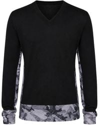 Dolce & Gabbana - Camouflage-Panel V-Neck Sweater - Lyst