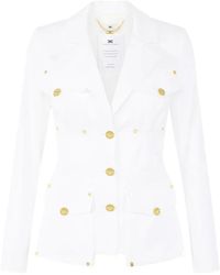 Elisabetta Franchi - Cotton Gabardine Jacket With Cargo Pockets - Lyst