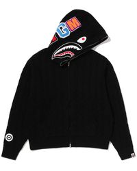 A Bathing Ape - Shark Cable-Knit Hoodie - Lyst