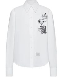 Thom Browne - Embroidery Long-Sleeve Shirt - Lyst