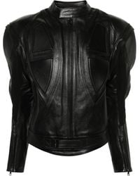David Koma - Panelled Leather Biker Jacket - Lyst