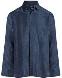 Fendi - Gestreept Katoenen Overhemd Met Ff-patroon - Lyst
