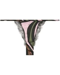 PUCCI - Marmo Print Stretch Silk Satin Thong - Lyst