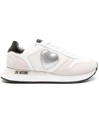 Love Moschino - Heart-patch Leather Sneakers - Lyst
